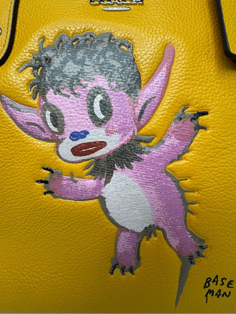 Coach Baseman Buddy Boy Mustard Yellow Leather Tote Bag Keychain And Wallet NWT - Picture 6 of 16